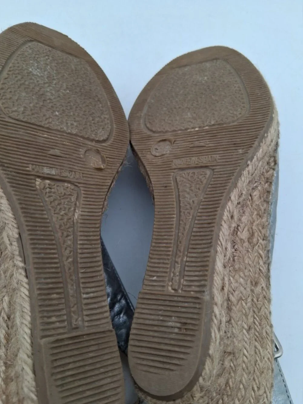 KANNA Espadrille Sandals Wedge Heels Womens 39 US 8.5  Leather Silver